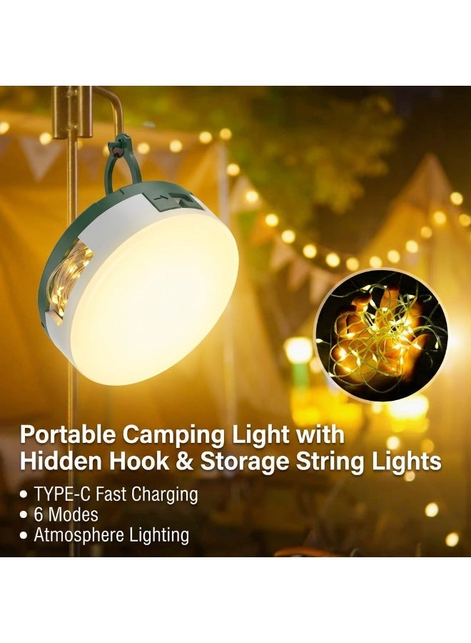 Outdoor LED Camping Light, Waterproof Tent Lamp, USB Rechargeable Multicolor String Lights with Tape Measure Storage for Atmosphere - Image 1