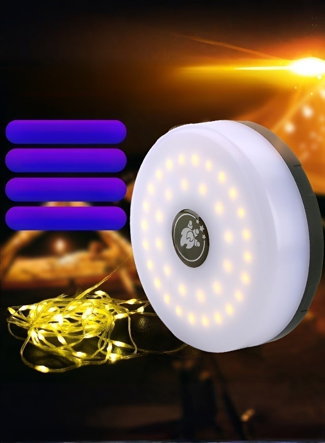 Outdoor LED Camping Light, Waterproof Tent Lamp, USB Rechargeable Multicolor String Lights with Tape Measure Storage for Atmosphere - Image 5