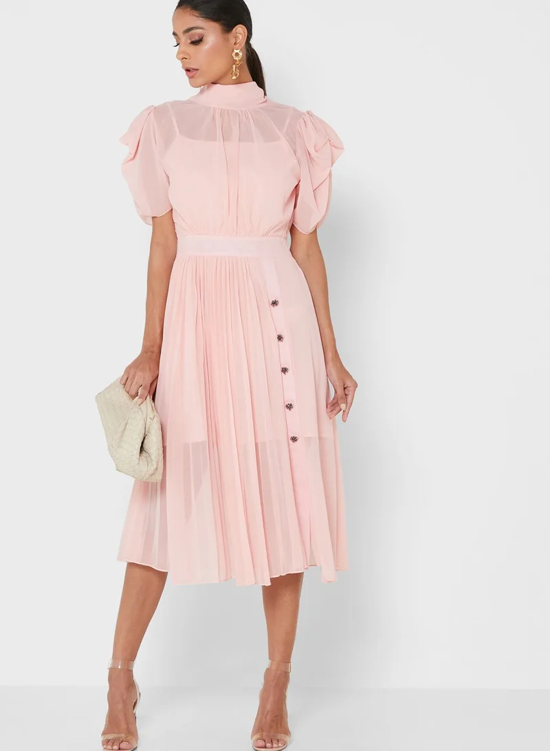 ELLA Pleated Chiffon Dress