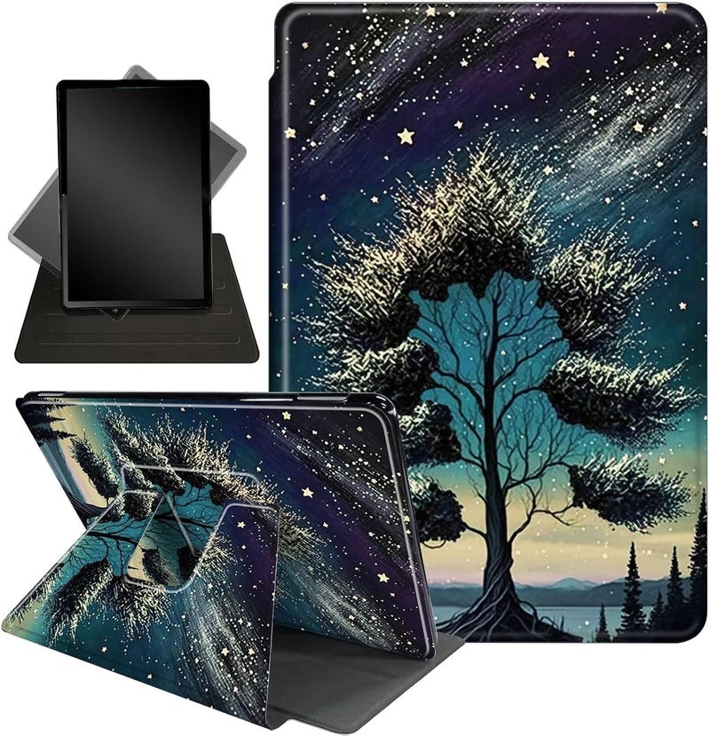 Mxfdegf Kindle Scribe 10.2" Case - 360 Rotating Stand, Smart Protective Cover - Sky Forest Tree - Image 1