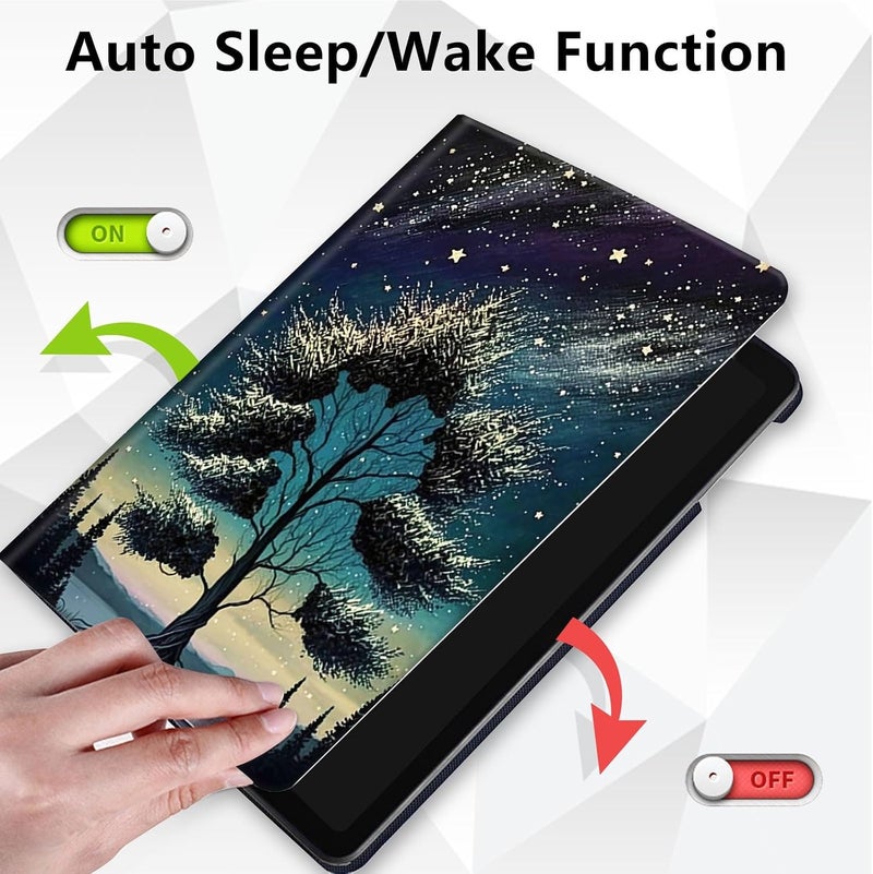 Mxfdegf Kindle Scribe 10.2" Case - 360 Rotating Stand, Smart Protective Cover - Sky Forest Tree - Image 2