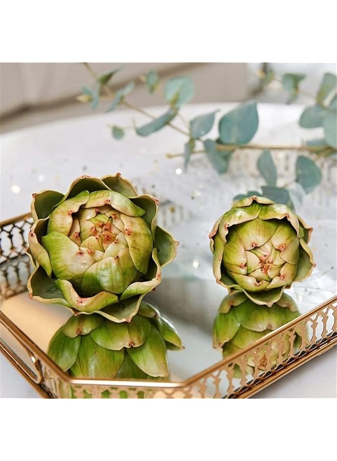erorex 3 Pcs Artificial Artichoke Plastic Artichoke Fake Fruit Vegetables Wedding Party Home Kitchen Cabinet Decoration Craft Red Green Yellow  - Image 3