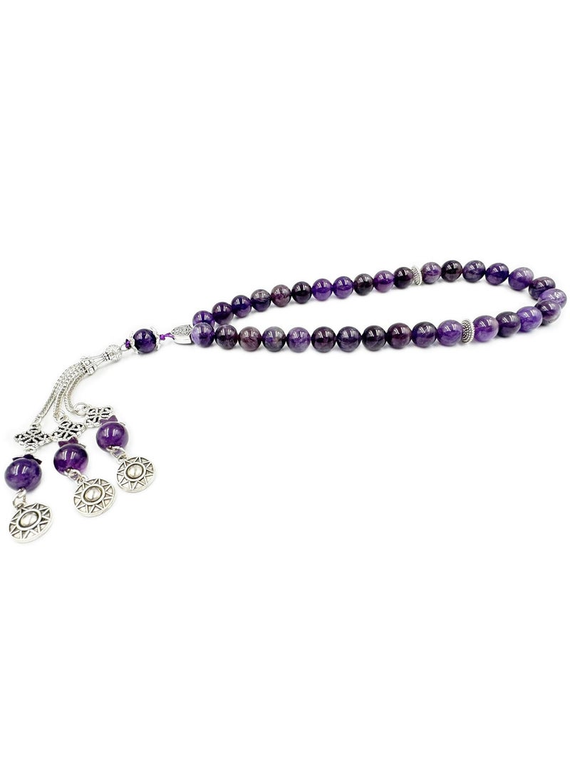 Rscy 33 Beads Amethyst Tasbih, Natural Stone Islamic Prayer Misbaha Rosary, 10mm Beads, Spiritual Meditation and Healing - Image 4