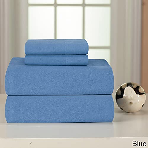 Pointehaven Heavy Weight Flannel Sheet Set, Twin XL, Blue - Warm & Cozy - 100% Cotton Flannel Pre-Shrunk -170 GSM -Deep Pockets -Easy Fit Elastic All Around-Comfy Double Brushed - Image 2