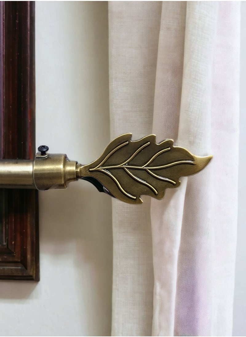 UPSCALE Set of 4 Leaf Finials with 4 side supporters for 25mm Curtain Rod|Stainless Steel Curtain Bracket|Curtain Accessories for Doors and Windows|Curtain Fittings|Curtain Holders  - Image 3