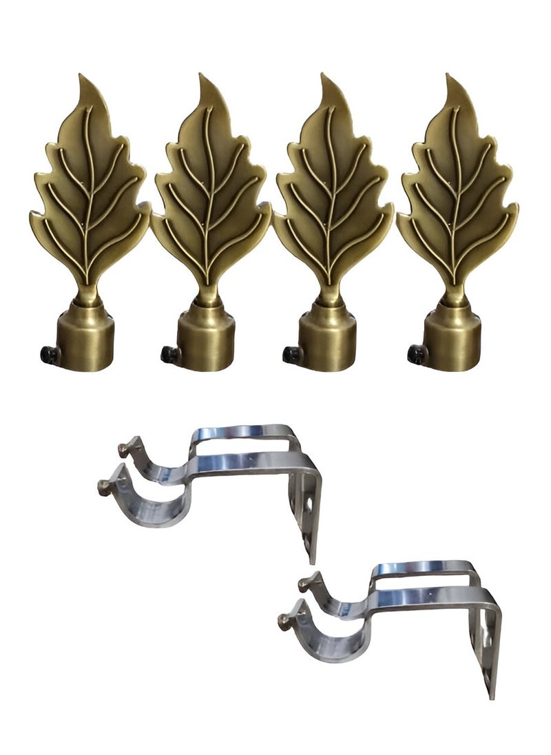 UPSCALE Set of 4 Leaf Finials with 4 side supporters for 25mm Curtain Rod|Stainless Steel Curtain Bracket|Curtain Accessories for Doors and Windows|Curtain Fittings|Curtain Holders  - Image 5