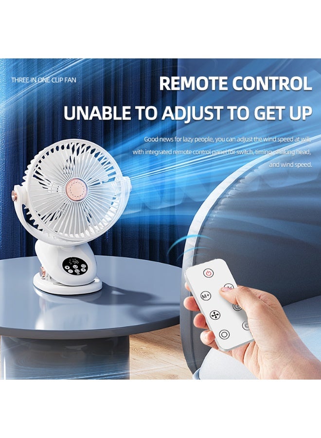 CityRiya-Long Desk Fan, Table Fan, Rechargeable Fan, Cooling Fan with Remote, Air Circulator Fan, Portable Desktop Fan for Bedroom Home Office Travel, 90°+180° Oscillating Summer Essentials Fan (F2) - Image 5