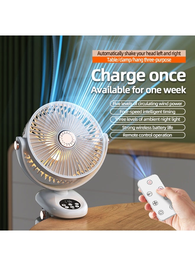 CityRiya-Long Desk Fan, Table Fan, Rechargeable Fan, Cooling Fan with Remote, Air Circulator Fan, Portable Desktop Fan for Bedroom Home Office Travel, 90°+180° Oscillating Summer Essentials Fan (F2) - Image 4