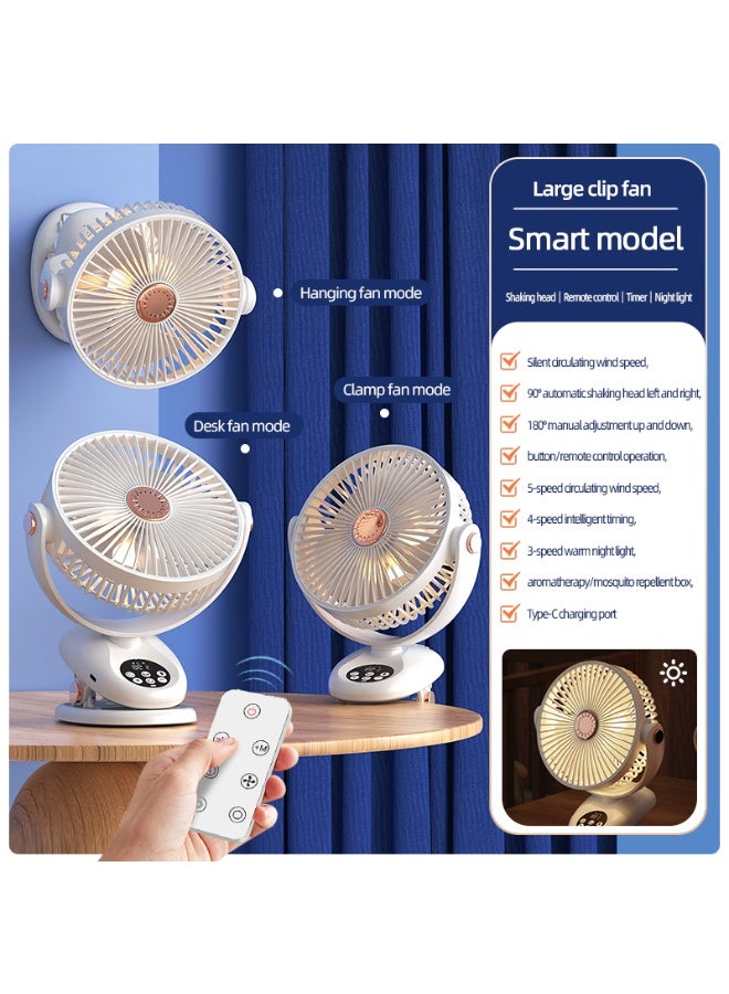 CityRiya-Long Desk Fan, Table Fan, Rechargeable Fan, Cooling Fan with Remote, Air Circulator Fan, Portable Desktop Fan for Bedroom Home Office Travel, 90°+180° Oscillating Summer Essentials Fan (F2) - Image 3