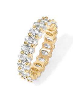 PAVOI 14K Yellow Gold Plated Rings Oval Cubic Zirconia Love | 5Mm Stackable Yellow Gold Rings | Women Size 8  - Image 1