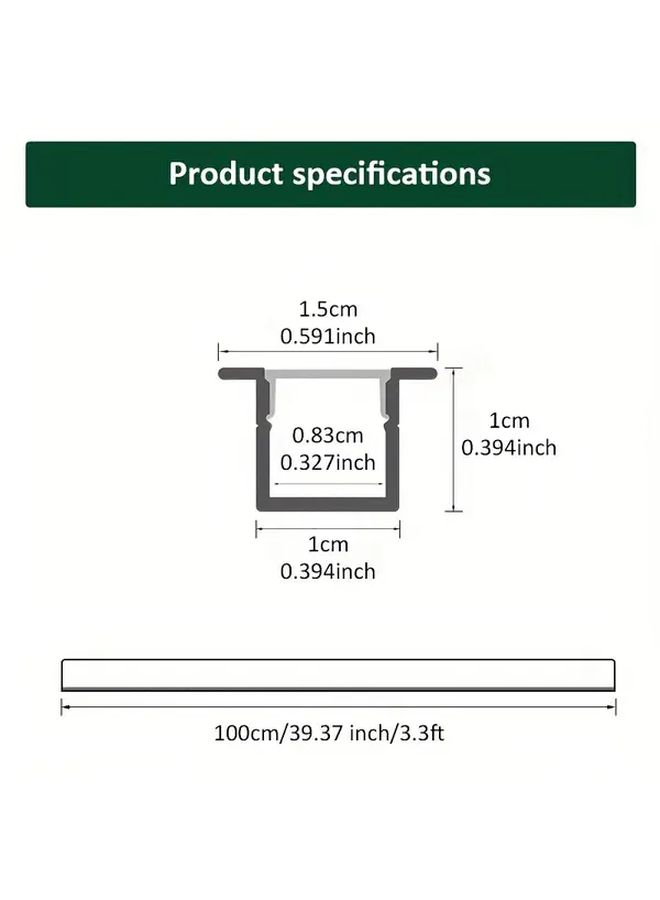 3.3ft 1m LED Channel Concealed 10X10mm With Flash LED Diffusion Channel For Strip Lights U Shaped Black Aluminum Profile With Black Cover - Image 3