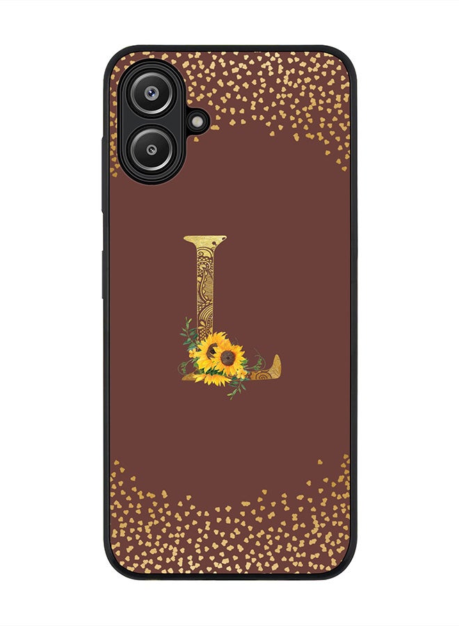 Stylizedd For Samsung Galaxy A06 Case,Slim fit Camera Protection, Shockproof Thin Phone cover - Custom Floral Monogram - L (Brown ) - Image 1