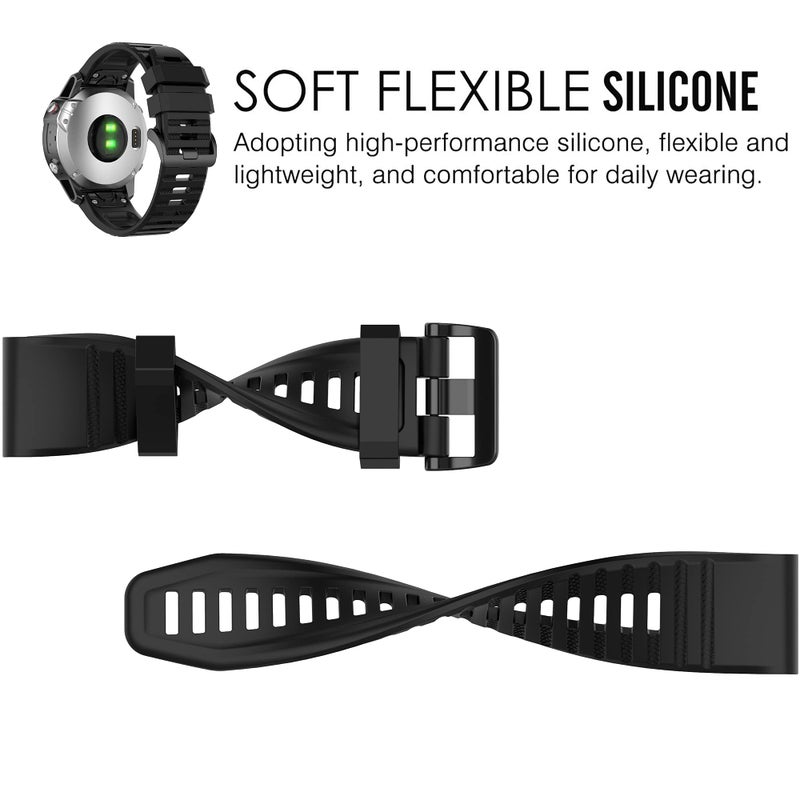 QGHXO حزام لجهاز Garmin Fenix 7/7 Pro/6/6 Pro/5/5 Plus، حزام بديل ناعم من السيليكون لجهاز Garmin Forerunner 745/935/945/955/965 الذكي - Image 3