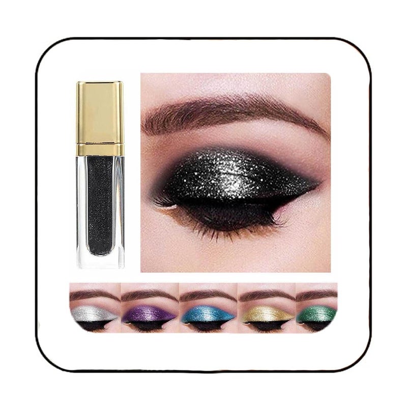 Kilshye Glitter Liquid Eyeshadow Shimmer Eye Shadow Metallic Eyeshadows High Pigment Eyes Shadow Long Lasting Waterproof Eyes Liquid Makeup for Women and Girls Pack of 1 (G- Black 12) - Image 1