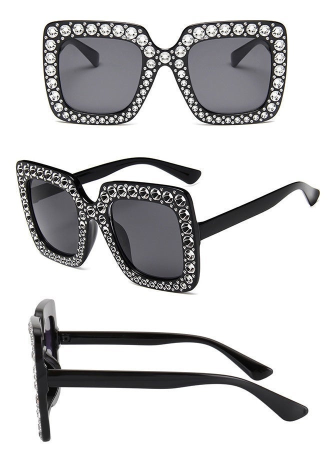 CIKJUK Rhinestone Sunglasses Women Men Bling Oversized Women's Sunglass Square Ladies Sun Glasses UV Protection Shades Black - Image 5