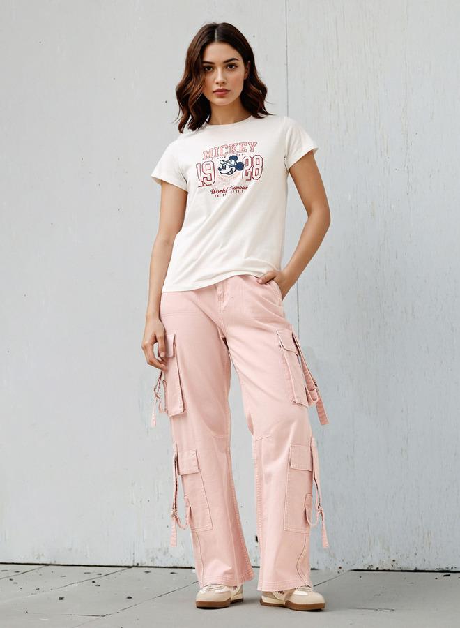 SP Characters Mickey Mouse Print T-shirt with Crew Neck - Image 2