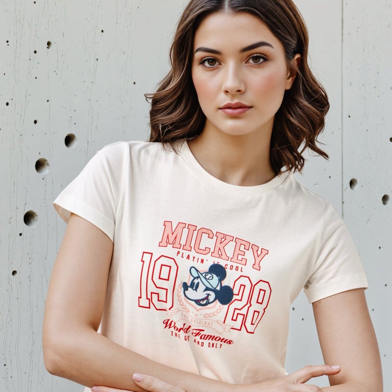 SP Characters Mickey Mouse Print T-shirt with Crew Neck - Image 4