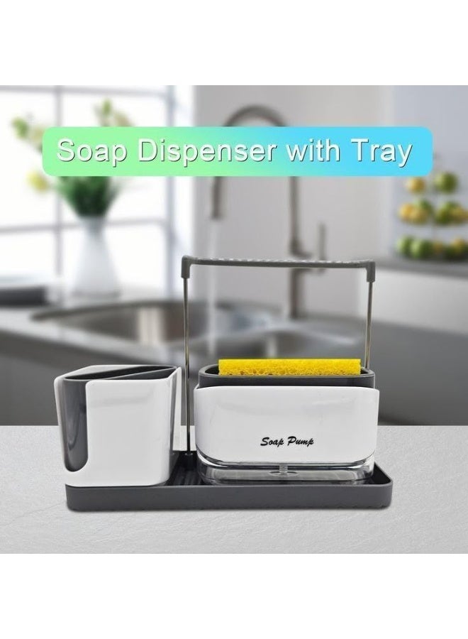 3-in-1 Dish Soap Pump Dispenser Set with Brush and Sponge Holder - Image 3