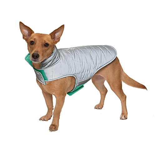 Furhaven WaterRepellent Reversible Small Dog Coat Washable Reflective w Leash Access Pocket CarryOn Purse Puffer Dog Jacket Mint Small - Image 3