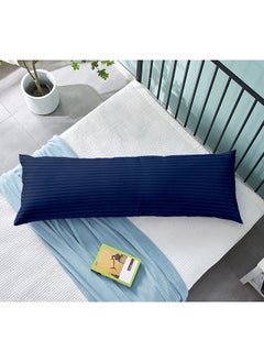 Hotel Linen Klub Krude  Long Body Pillow 1pc, Fabric: 100% Polyester 85 GSM Microfiber 1 cm Stripe Super Soft, Filling: 1300 gm Hollow Fiber Comfort, Breathable & Ultra Soft Size: 45 x 120 cm, Color: Navy  - Image 1