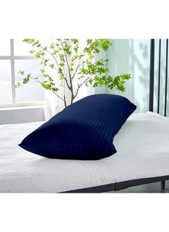 Hotel Linen Klub Krude  Long Body Pillow 1pc, Fabric: 100% Polyester 85 GSM Microfiber 1 cm Stripe Super Soft, Filling: 1300 gm Hollow Fiber Comfort, Breathable & Ultra Soft Size: 45 x 120 cm, Color: Navy  - Image 2