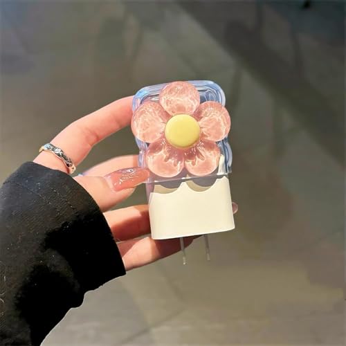 VNJ ACCESSORIES Protective Charger Case for iPhone 18W 20W iPhone 16 15 14 13 12 11 Pro Max Charging Cable Charger Protective Cover Data Cable Protective Sleeve-Peach ND Yellow Flower - Image 4