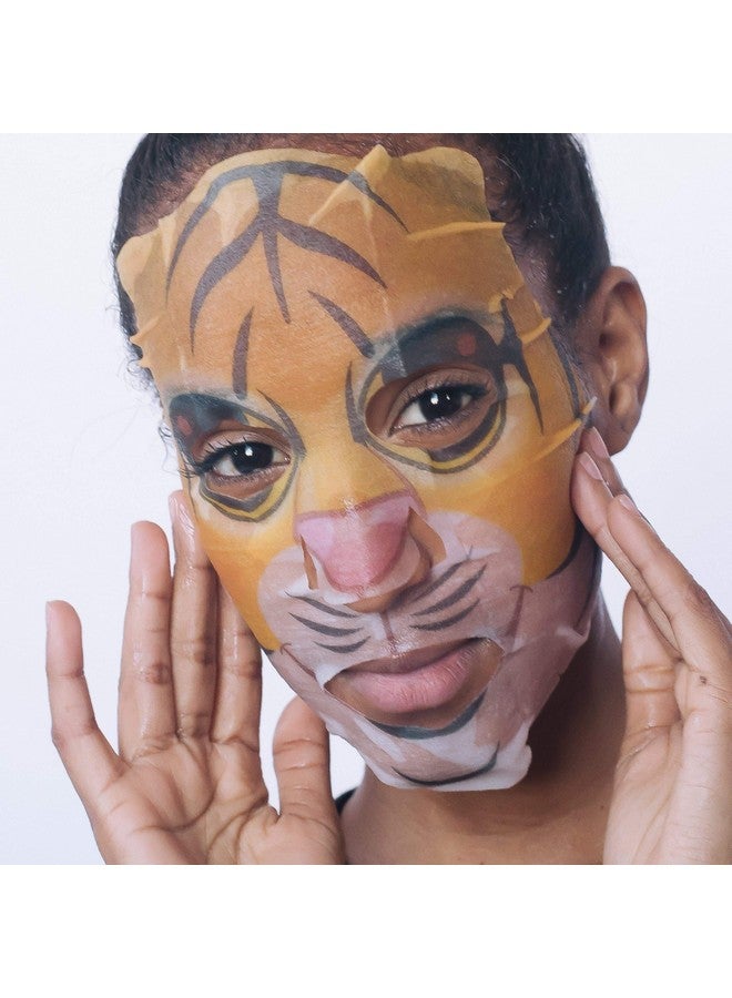 masque Bar Pretty Animalz Tiger Facial Sheet Mask (6 Pack) Korean Beauty Skin Care Treatment Antiseptic Evens Skintone Antiinflammatory Anti Aging Spa Fun Face Mask Sheets Animal Characters - Image 4