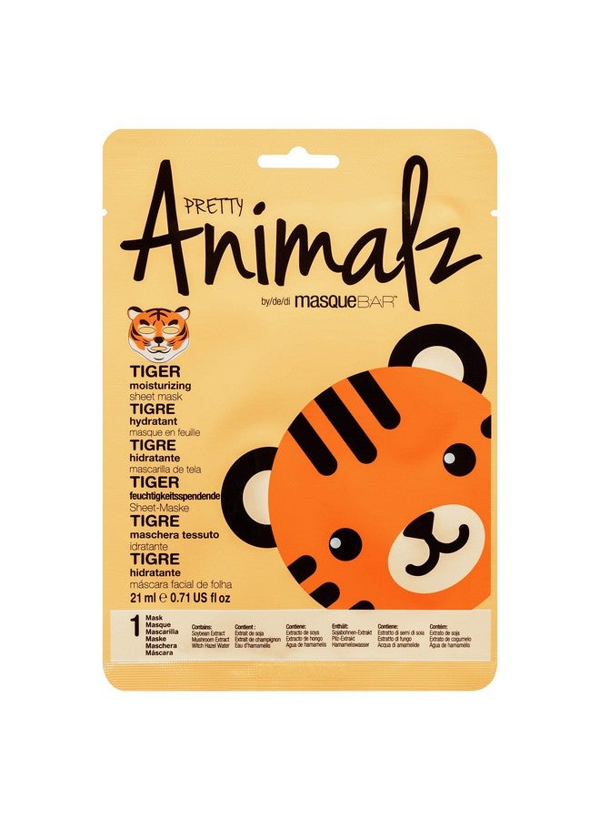 masque Bar Pretty Animalz Tiger Facial Sheet Mask (6 Pack) Korean Beauty Skin Care Treatment Antiseptic Evens Skintone Antiinflammatory Anti Aging Spa Fun Face Mask Sheets Animal Characters - Image 2