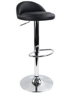 Golden Swivel Bar Stool Height Adjustable Bar Chair PU Leather Counter Barstools High Chairs Kitchen Island Chairs With Footrest for Home Office Cofe(Black)  - Image 1