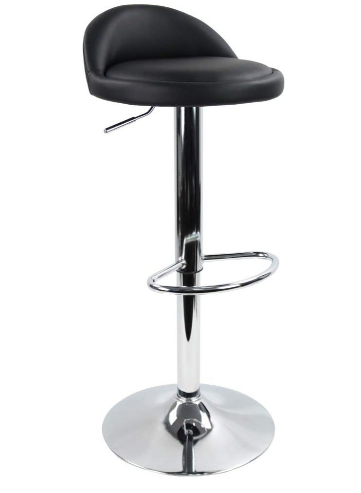 Golden Swivel Bar Stool Height Adjustable Bar Chair PU Leather Counter Barstools High Chairs Kitchen Island Chairs With Footrest for Home Office Cofe(Black)  - Image 1