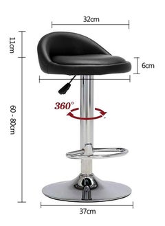 Golden Swivel Bar Stool Height Adjustable Bar Chair PU Leather Counter Barstools High Chairs Kitchen Island Chairs With Footrest for Home Office Cofe(Black)  - Image 3