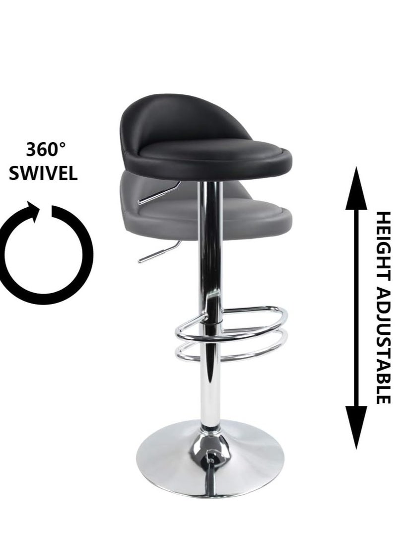 Golden Swivel Bar Stool Height Adjustable Bar Chair PU Leather Counter Barstools High Chairs Kitchen Island Chairs With Footrest for Home Office Cofe(Black)  - Image 4