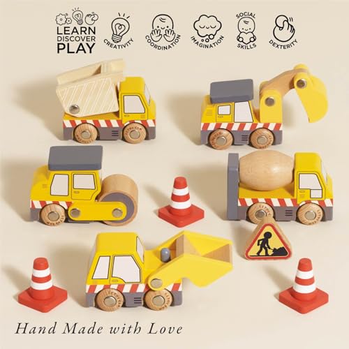 Le Toy Van Wooden Construction Vehicles Set - Image 3