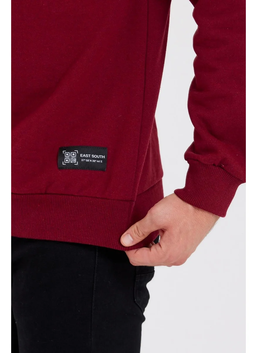 mmetalic Crew Neck Label Detail Cotton Men's Sweatshirt