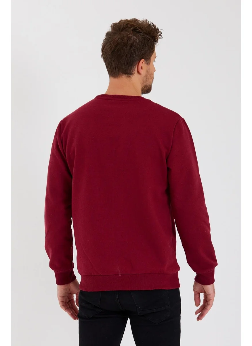 mmetalic Crew Neck Label Detail Cotton Men's Sweatshirt