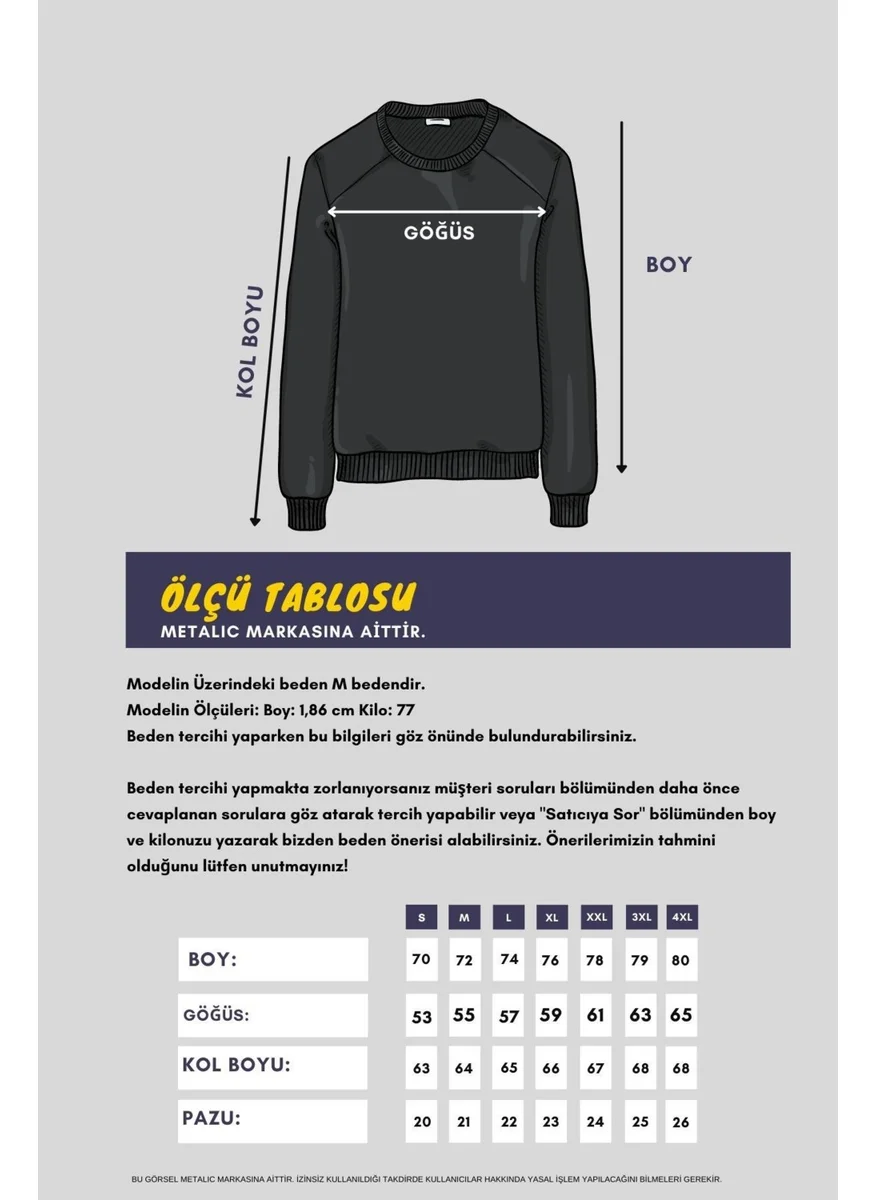 mmetalic Crew Neck Label Detail Cotton Men's Sweatshirt