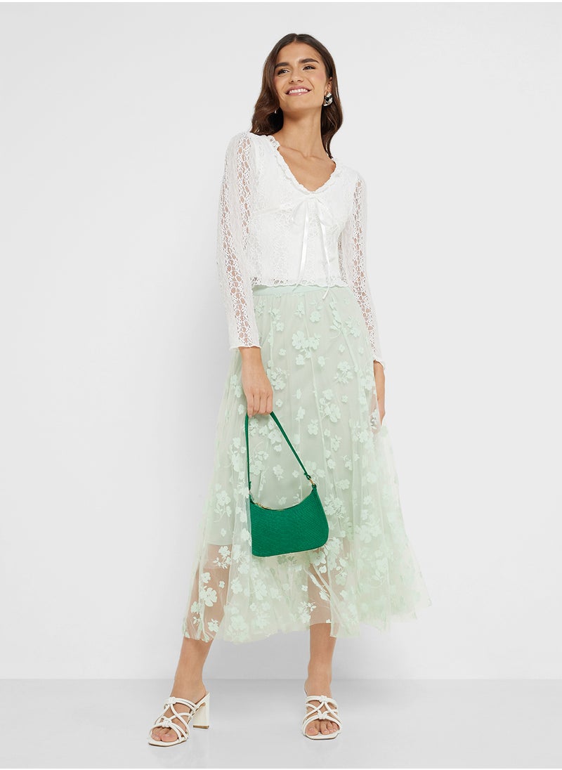 Ginger - Lace Plunge Neck Blouse - Image 1