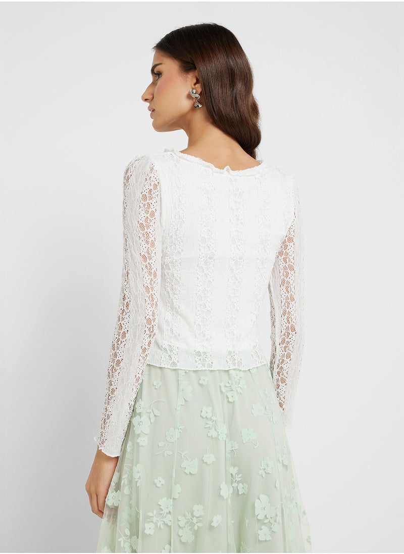 Ginger - Lace Plunge Neck Blouse - Image 1