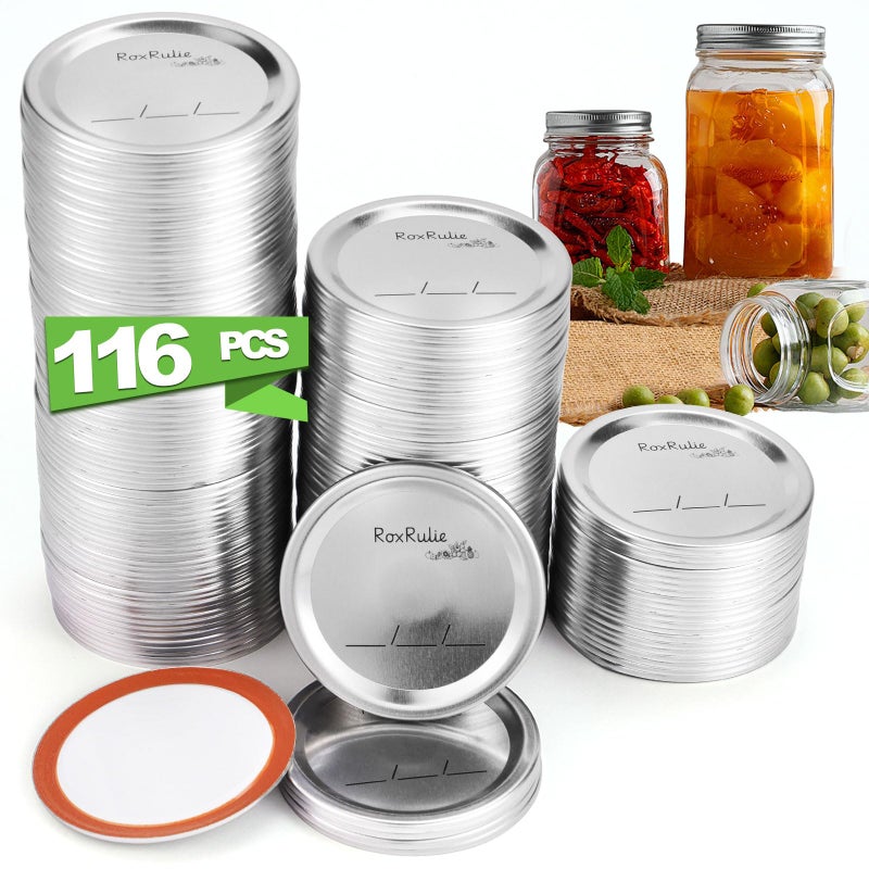 RoxRulie 116PCS Canning lids Wide Mouth(3.43in/87mm), Upgraded Leak-Proof Mason Jar Lids for Ball/Kerr Jars, Split-Type Lid with Perfect Airtight Seal, Canning Jars Lids, Food Grade Material - Image 1