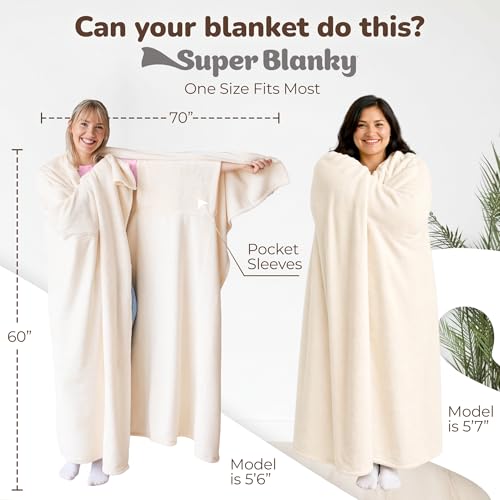 Super Blanky Wearable Blankets for Women - Cozy Mothers Day Gifts for Mom, Adult Comfy Wearable Blanket Men, Gift for Her Girlfriend, Grandma Mothers day Gifts for Wife Birthday Gift Ideas, Cream - Image 4
