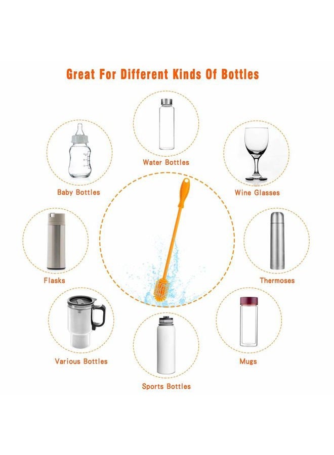 ddLUCK فرشاة تنظيف زجاجات سيليكونية بمقبض طويل، 12.5" منظف زجاجات للماء لزجاجات الأطفال، هيدرو فلاس، زجاجات رياضية، مزهريات، أدوات زجاجية، مثالية لفتحات الزجاجات ذات القطر الأصغر (عبوة واحدة) - Image 5