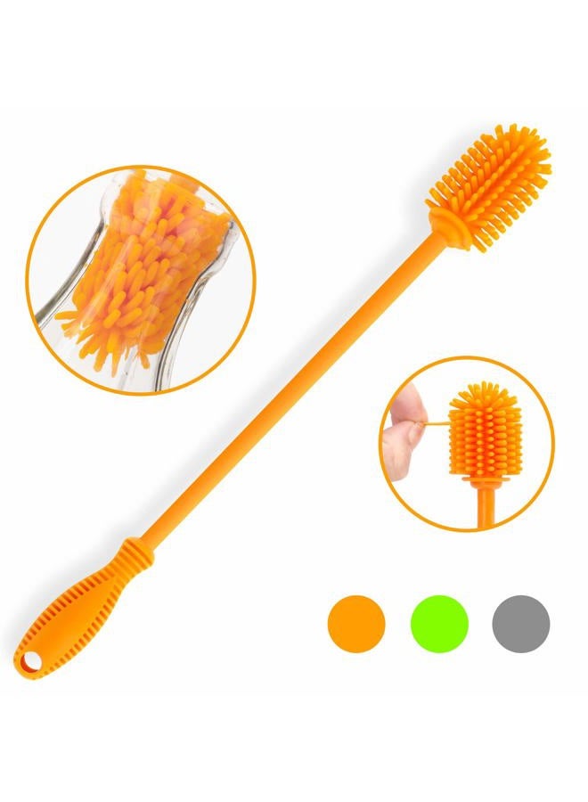 ddLUCK فرشاة تنظيف زجاجات سيليكونية بمقبض طويل، 12.5" منظف زجاجات للماء لزجاجات الأطفال، هيدرو فلاس، زجاجات رياضية، مزهريات، أدوات زجاجية، مثالية لفتحات الزجاجات ذات القطر الأصغر (عبوة واحدة) - Image 2