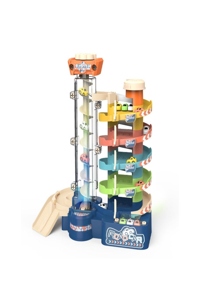 ميكسد الكهربائية 5 طوابق المرآب المسار عدة لعبة سيارة لعبة آلة بناء سيارة وقوف السيارات المسار مع 5 قطع يموت الصب سيارة معدنية - Image 1