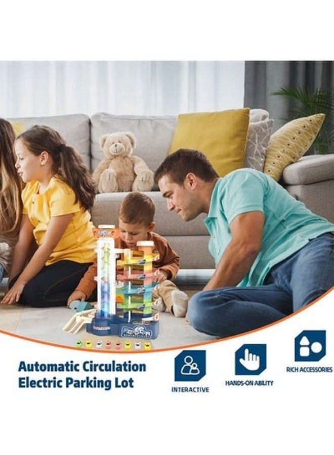 ميكسد الكهربائية 5 طوابق المرآب المسار عدة لعبة سيارة لعبة آلة بناء سيارة وقوف السيارات المسار مع 5 قطع يموت الصب سيارة معدنية - Image 4