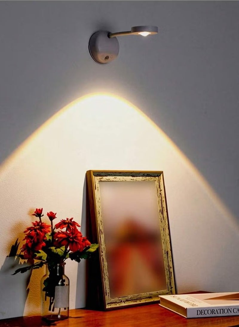 ضوء حائط لاسلكي ذكي قابل لإعادة الشحن بـ3 ألوان - كشاف LED قابل للتعتيم مع مستشعر حركة وتدوير 360 درجة لإضاءة اللوحات والصور والأعمال الفنية  - Image 3