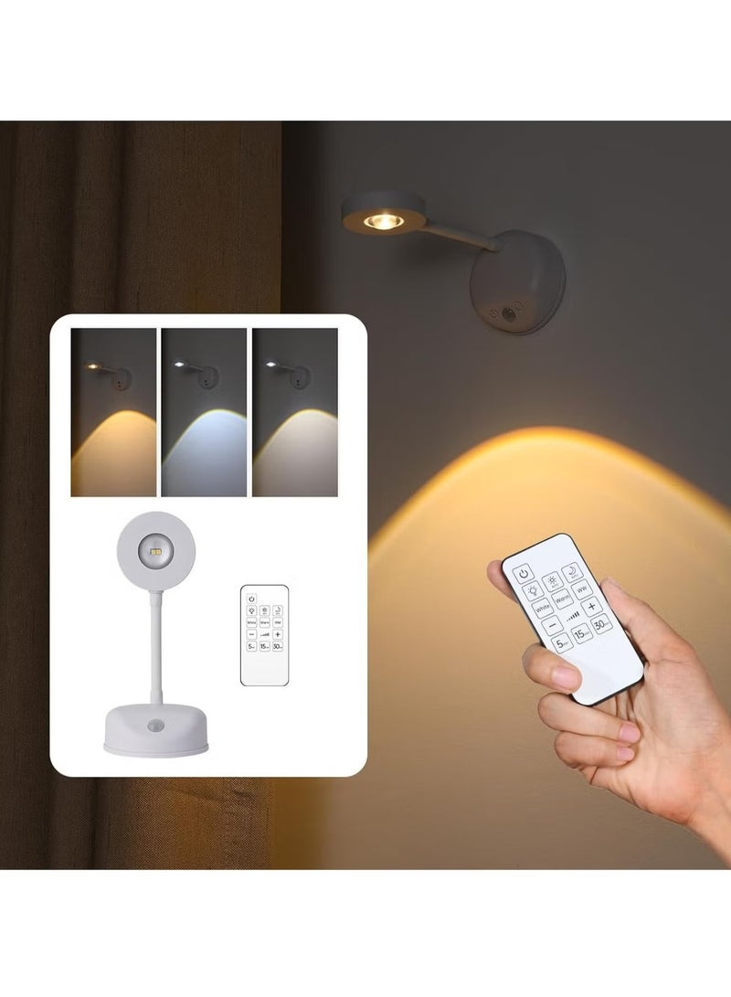 ضوء حائط لاسلكي ذكي قابل لإعادة الشحن بـ3 ألوان - كشاف LED قابل للتعتيم مع مستشعر حركة وتدوير 360 درجة لإضاءة اللوحات والصور والأعمال الفنية  - Image 4