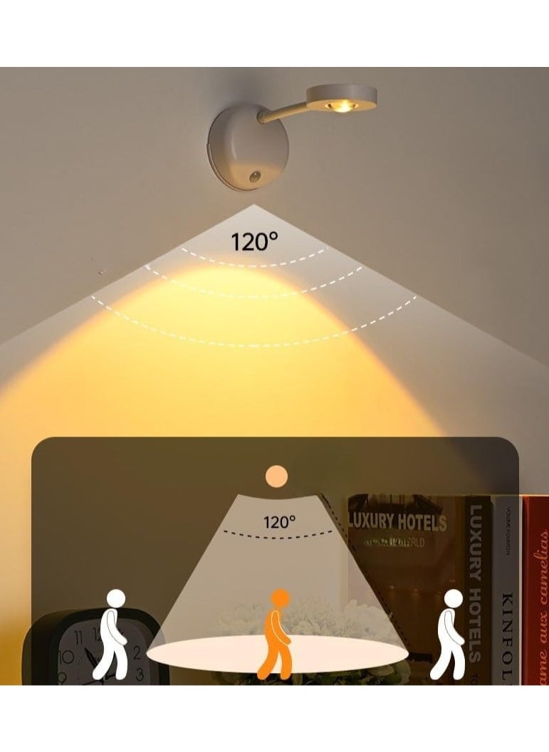 ماركة غير محددة ضوء حائط لاسلكي ذكي قابل لإعادة الشحن بـ3 ألوان - كشاف LED قابل للتعتيم مع مستشعر حركة وتدوير 360 درجة لإضاءة اللوحات والصور والأعمال الفنية  - Image 4