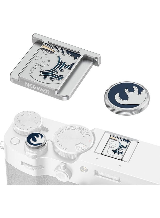 نيوير مجموعة غطاء الحذاء الساخن وزر الغالق لكاميرا نيور X100V X100VI، غطاء الحذاء البارد مع زر تحرير الغالق، ملحقات التصوير الفوتوغرافي المتوافقة مع كاميرا فوجي فيلم X100V X100VI، فضي، CA110 - Image 1