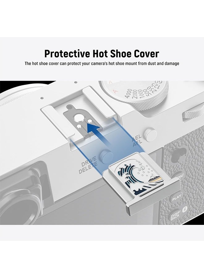 نيوير مجموعة غطاء الحذاء الساخن وزر الغالق لكاميرا نيور X100V X100VI، غطاء الحذاء البارد مع زر تحرير الغالق، ملحقات التصوير الفوتوغرافي المتوافقة مع كاميرا فوجي فيلم X100V X100VI، فضي، CA110 - Image 2
