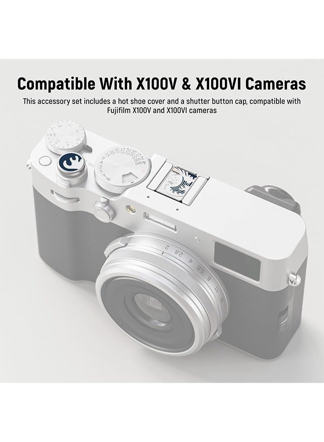 نيوير مجموعة غطاء الحذاء الساخن وزر الغالق لكاميرا نيور X100V X100VI، غطاء الحذاء البارد مع زر تحرير الغالق، ملحقات التصوير الفوتوغرافي المتوافقة مع كاميرا فوجي فيلم X100V X100VI، فضي، CA110 - Image 4